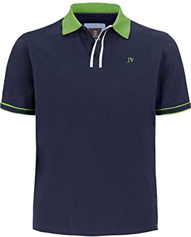Jan Vanderstorm Herren Poloshirt Isfried aus 100% Baumwolle | Polokragen und Knopfleiste in Kontrastdesign | Kurzarm -Polohemd | große Größen von L-7XL Comfort Fit blau, 6XL (XXXXXXL) - 76/78