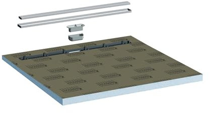 LUX ELEMENTS Abgedichteter Duschboden TUB-LINE Q1 100 x 100cm I Hartschaum Duschbodenelement mit Bodenablaufrinne inkl. Gefälle (einseitig) - Fertig zum Verfliesen