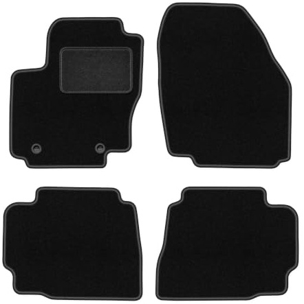 Velours-Fußmatten passend für Ford Mondeo MK4 2007-2012, Schwarz, LUX | passend für Liftback/Limousine/Kombi; Velours-Teppich (Polypropylen), ca. 6,5 mm; rutschfest, ovale Befestigungen (Typ OWAL)