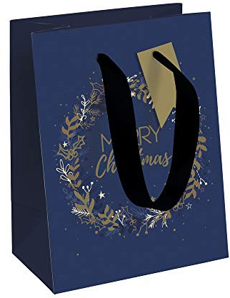 Clairefontaine X-29133-3C - Geschenktüte M, 21,5x10,2x25,3 cm, 210g, elegant und praktisch, 1 Stück, Nacht mit Sternen