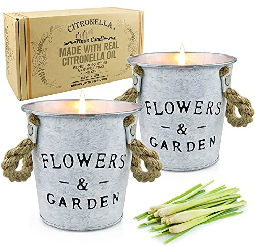MUOIVG Citronella Kerze Set,Duftkerze Set, 2 Pack, 100% Sojawachs Kerze groß,Dekor und Sommergeschenk - Perfekt für Camping, Grillen, Picknicks, Garten, Schlafzimmer, Indoor Outdoor 383g/50Std *2