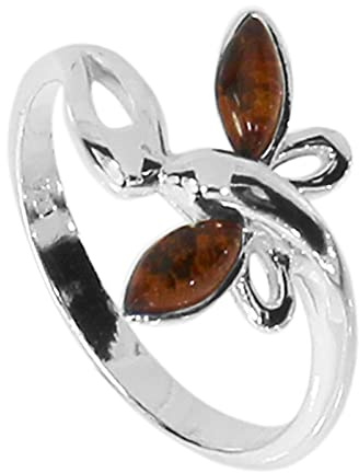 Ring - Schmetterling - Silber 925/000 - Bernstein