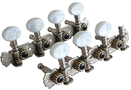 Alnicov 2Pcs Mandolin Tuning Pegs Machine Heads String Tuning Pegs for Mandolin Instruments Accessory Part (Silver)