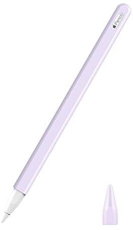 MoKo Hülle Kompatibel mit Apple Pencil Pro/Apple Pencil 2. Generation, 【2 Stück】1 Stifthülle & 1 Spitzehülle mit Magnetisch Aufladung & Doppelklick Touch Funktion Ausziehbar Schutzhülle, Taro Violett