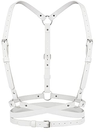 LEACOOLKEY Damen Punk Taillengürtel PU Leder Schwarz Gothic Gürtel Körperketten Gürtel für Cosplay Rave Outfit Halloween Kostüm