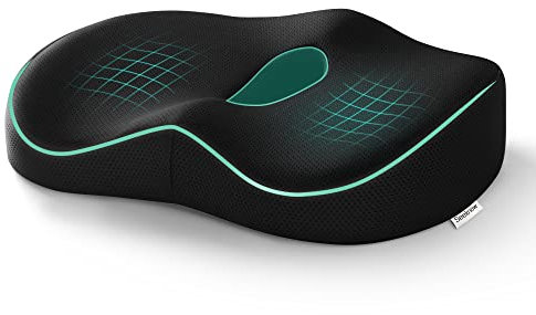 Cuscino Memory Foam Ergonomico - Comfort Supremo per Sedia da Ufficio - Supporto per Coccige e Emorroidi - Design Anatomico - Materiale Traspirante