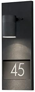 Große LED Außenwandleuchte/Hausnummernleuchte mit Downlight-Spot, Schwarz