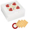 PHULWEL 15 Stück Cupcake Box, Weißer Muffin Transportbox Karton mit großem Sichtfenster, Einlage Patisserieschachteln Biologisch Abbaubar mit 3 Bögen Aufkleber und Band (4er)