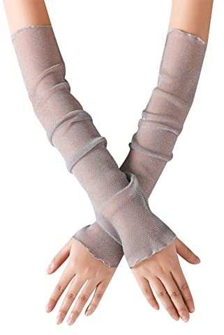 Huamengyuan Sommer Atmungsaktiv Armstulpen,UV Sonnenschutz Armstulpen Lange Tüll Handschuhe Sonnenschutzmanschetten UV Schutz Sonne Bein Ärmel für Outdoor-Aktivitäten im Sommer