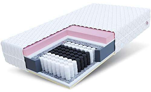 FDM HATI Matratze 160x200 cm Taschenfederkern Höhe 28 cm Härtegrad H2 H3 7-Liegezonen Öko-Tex Allergikergeeignet Bezug Waschbar Visco-Schaum Latex