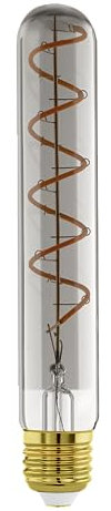 EGLO Dekorative E27 LED Lampe, Spiral Glühbirne in Stabform, Vintage Leuchtmittel Röhre im Retro-Design, Rauchglas, 4 Watt, 50 Lumen, warmweiß, 1700 K, Edison Birne T30, Ø 3 cm