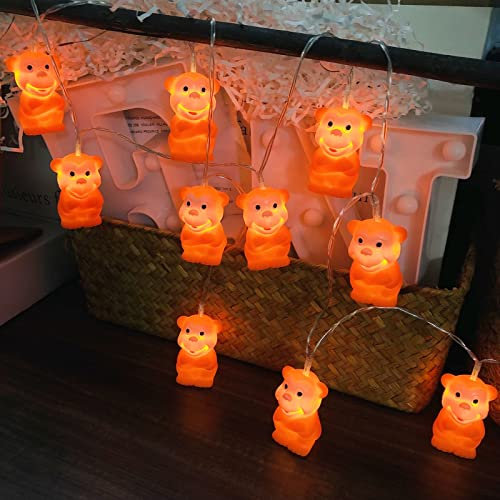 Riaxuebiy Affe Lichterketten Batteriebetriebene Affe Laternen Dekoratives Nachtlicht Lichterkette für Terrasse Weihnachten Urlaub Valentinstag Hochzeit Kinderzimmer Dekoration (1.65m/10led, Affe)