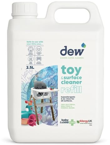 Dew Toy & Surface Sanitiser - 2.5 Ltr. Refill – 100% Natural Baby Safe Sanitiser Spray - Antibacterial, Kills 99.995% Germs, Safe if ingested, Bleach & Alcohol & Free - Multi Surface, No Rinse Formula