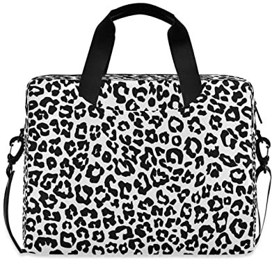 Sacoche pour ordinateur portable pour homme et femme, motif léopard noir avec bandoulière pour ordinateur portable de 14/15,6/16, sacoche pour voyage, travail, bureau, multicolore, Taille unique