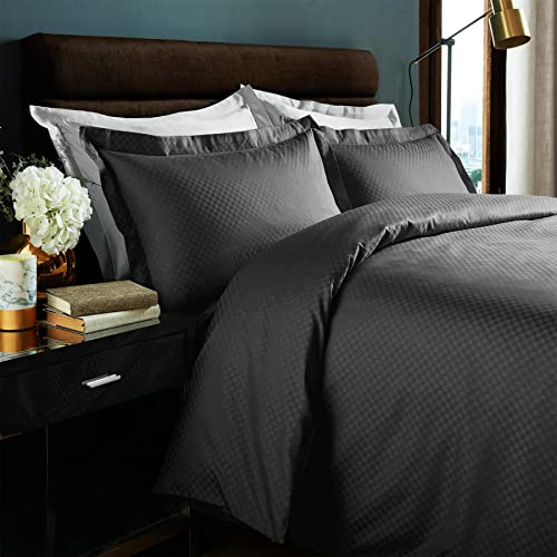 Roseley 100% Egyptian Cotton Duvet Set Covers Breathable Naturally Hypoallergenic Bed Set For Home or Hotel [Super King, Steel Grey]