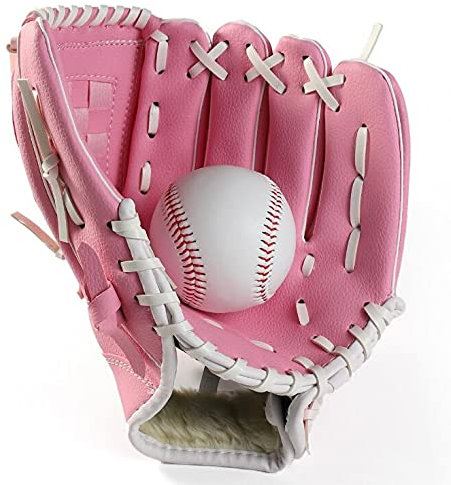RETHPA Baseball Handschuhe,Softball Handschuh Outdoor Sport Softball-Praxishandschuhe Baseball und Softball-Mitt-Baseball-Trainingshandschuh Kinder/Erwachsene (Color : Pink, Size : 9.5inch)