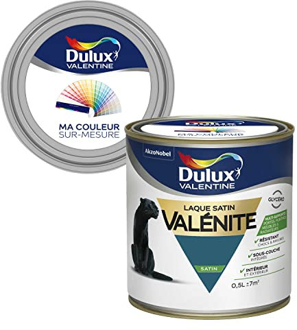 Ma Couleur Sur-mesure par Dulux Valentine – Peinture Laque Glycéro - Grande résistance pour boiseries et ferronneries - Satin Bleu Paon 0,5 L