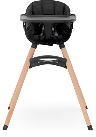 Lalo The Chair 3-in-1 Hochstuhl aus Holz für Babys & Kleinkinder, mit spülmaschinenfester Ablage, verstellbarer Fußstütze, Lakritze