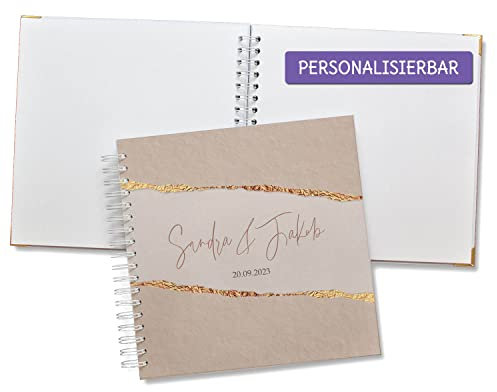 FEENSTAUB Gästebuch Hochzeit, Hochzeitsgästebuch personalisiert [Handmade] Ringbuch made in Austria, Hochzeit Gästebuch blanko, Fotoalbum Roségold, personalisiertes Hochzeitsbuch, Geschenk Hochzeit