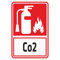 INDIGOS UG - Alu - Dibond Schilder 3mm - Sicherheit - Feuerlöscher CO2 - Kombi - 200x150 mm - Hotel, Firma, Schutz, KITA, Arzt, Praxis, Wohnung