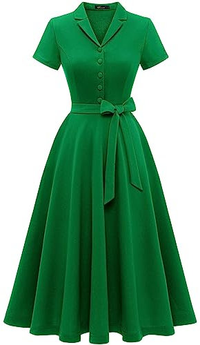 Wedtrend Cocktailkleid Damen Elegant für Hochzeit Petticoat Kleid 50er Jahre Kleid Elegantes Vintage Kleid Swing Kleid WTP30001 Green S