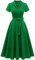 Wedtrend Vestido de cóctel vintage para mujer, línea A, midi largo, cuello en V, vestido de noche, elegante vestido informal, verde, S