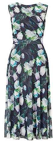 Swing Kleid aus bedrucktem Mesh, Größe:50, Farbe:Navy/Multi