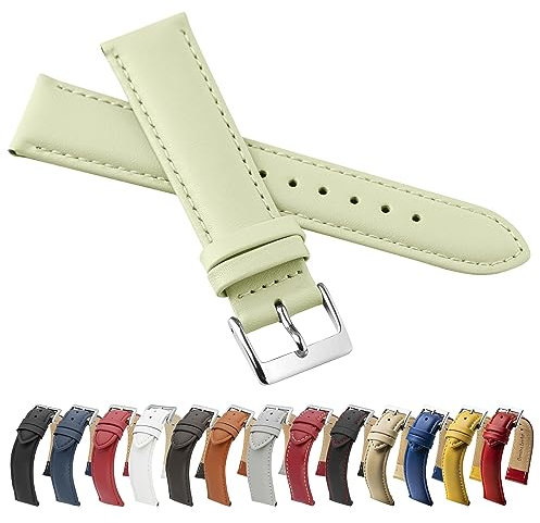 MARCHEL 20 mm Lederarmband Grün Uhrenarmband Glattleder Schließe (20 mm, Mintgrün)