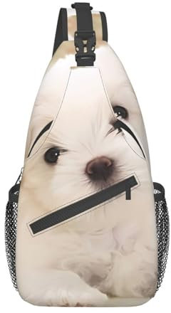 Niedliche maltesische Welpe Bauchtasche für Mann Frauen Hüfttasche Verstellbarer Gürtel Lässige Brusttasche Bauchtaschen für Reisen Sport Laufen Wandern Hüfttaschen, Schwarz , Einheitsgröße