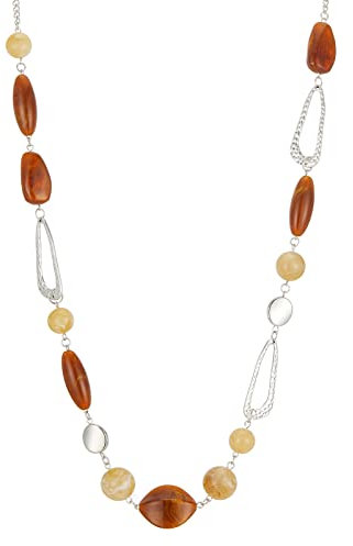FULU AUTUMN Lange Perlenkette Damen Boho Lange Stein Kette Statement Schmuck Beste Freundin Geschenke(07-Camel brown)