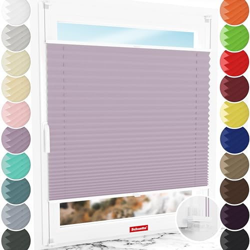 Schuette® Plissee ohne Bohren ● Thermo Kollektion: Pastel Grape (lila) ● 20x80cm (Breite x Höhe) ● Suprafix Faltrollo Klemmfix 2.0 Rollo ● 60 Sekunden Plisseerollo Montage inkl. Video