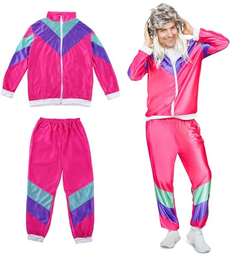 Festicy disfraz años 80 unisex I Disfraz pareja adultos, chandal retro I Perfecto para disfraces 2024, y fiestas temáticas I chandal retro años 80 hombre y mujer idóneo para Carnaval 2024