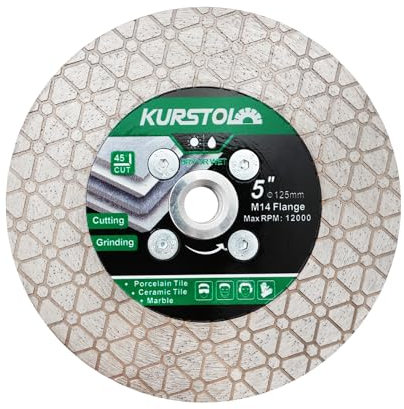 KURSTOL Disque Diamant Carrelage - 125mm Fraise Carrelage Disques à Tronçonner Diamantés Filetage M14 Pour Couper et Meuler les Carreaux de Céramique, la Porcelaine, le Granit, le Marbre