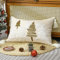 Lewondr Weihnachten Kissenbezüge, 12x20 Zoll 1PCS weiche Pellet Samt Stickerei Bäume braun weiß dekorative Lumbal Kissenbezug mit Quaste Luxus Wurf Kissenbezug für Bett Home Decor