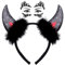 Sunwuun Karneval Halloween Deko Teufelshörner Glitzer Tattoo Gesicht Steine,Teufel Hörner Haarschmuck Haarreifen Männer Damen Kinder,Karneval Halloween Cosplay Party Teufel Kostüm Zubehör(Schwarz)