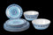 Abode Homewares Blue Fontana 12-Piece Melamine Dinnerware Set, 4 Dinner Plates, 4 Salad Plates, 4 Bowls, Dishwasher Safe, Durable