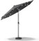 XEMQENER 3M Garden Parasol with Solar Powered Lights, Large Garden Umbrella Parasol with Square Base, Outdoor Garden Table Parasol for Party, Camping, UPF 50+, 300x300x240 cm, Dark Grey