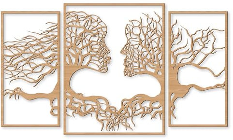 XXL Holz Wandtattoo Baum Liebe „Tief verwurzelt“ – 3-teiliges Deko Wandschild-Set für Paare, Familie & Zuhause – 12 Farboptionen