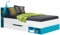 Lomadox Kinderbett Jugendbett Bettgestell Bett 90x200cm modern in weiß mit türkis
