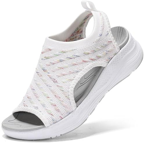 Maxome Walking Sandals for Women Orthopedic Sandals Ladies Arch Support Summer Shoes Womens Wedge Gradation Platform Casual Comfy Washable Slingback Slide Beach Shoes