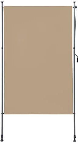 BelleMax Senkrechtmarkise Balkon außen ohne Bohren, 150x310cm Vertikalmarkise Balkonrollo Außenrollo Mit Kurbel, Markise für Terrasse, Sichtschutz Sonnenschutz Windschutz und Wasserfest Khaki