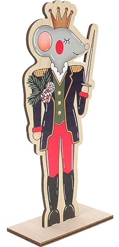 MAGICLULU Wooden Nutcracker Statue Christmas Decorations Nutcracker Mouse King Ornaments for Table Centerpieces