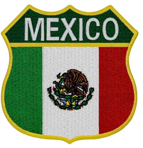 EmbTao Bandera del escudo mexicano Parche Bordado de Aplicación con Plancha