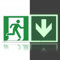 Photolumineszierendes PVC-Feuerlöscher-Schild – 10 x 10 cm, Rettungsschild für Brandschutz und Notfallsituationen – Feuerlöscher mit Flamme (Grün, Gehen Sie zur Tür nach oben 30x15 (links))