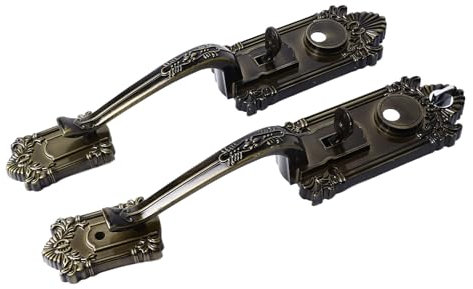 Tbest Cerraduras de Puerta Cerradura de Puerta de Seguridad de Estilo Antiguo, Manija de Cerradura de Puerta de Empuje, Cerradura de Puerta de Aleación de Aluminio, Cerradura Grande en