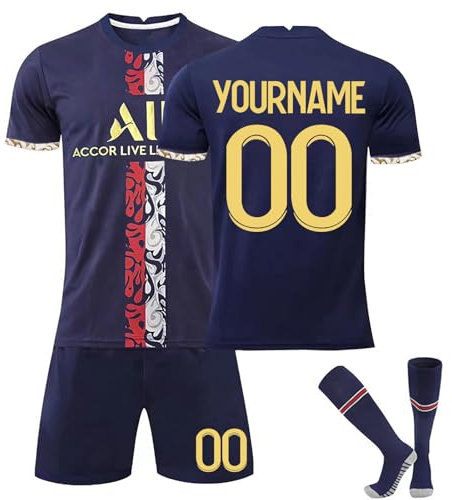 HGWOPGASD Fussball Trikot Kinder Set 24/25 Personalisiert drucken Eigenem Namen Nummer mit Shorts und Socken Football Training Erwachsene und Jungen Tshirts Sets Fussball Geschenke Jungen A07