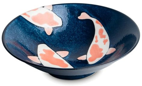 Koi-Bowls- ASIATICA | Ramen Bowl Porzellan-Schalen, versch. Größen | Hochwertige asiatische Schüssel für Reis, Nudeln, Tapas, Udon, Müsli, Suppen - Made in Japan (Schale groß Ø25 cm | H7,5 cm)