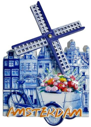 Windmühle Amsterdam Holland Niederlande Kühlschrankmagnet Touristensouvenir Kühlschrank Dekorativer Magnet Handwerk