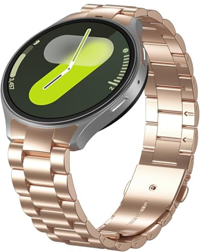 Suphart Compatibile con Cinturino Samsung Galaxy Watch 7 6 5 4 FE 44mm 40mm, No Gap Cinturini Metallo per Galaxy Watch 6 Classic 47mm 43mm/5 Pro 45mm, Oro Rosa