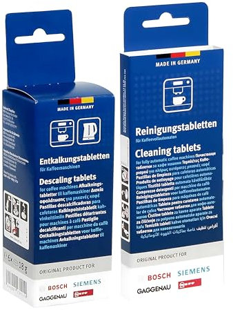 Bosch Reinigungs- und Wartungsset für Kaffeevollautomaten - 6 Entkalkungstabletten + 10 Reinigungstabletten - Entfernt Kalk & Kaffeerückstände für optimale Leistung